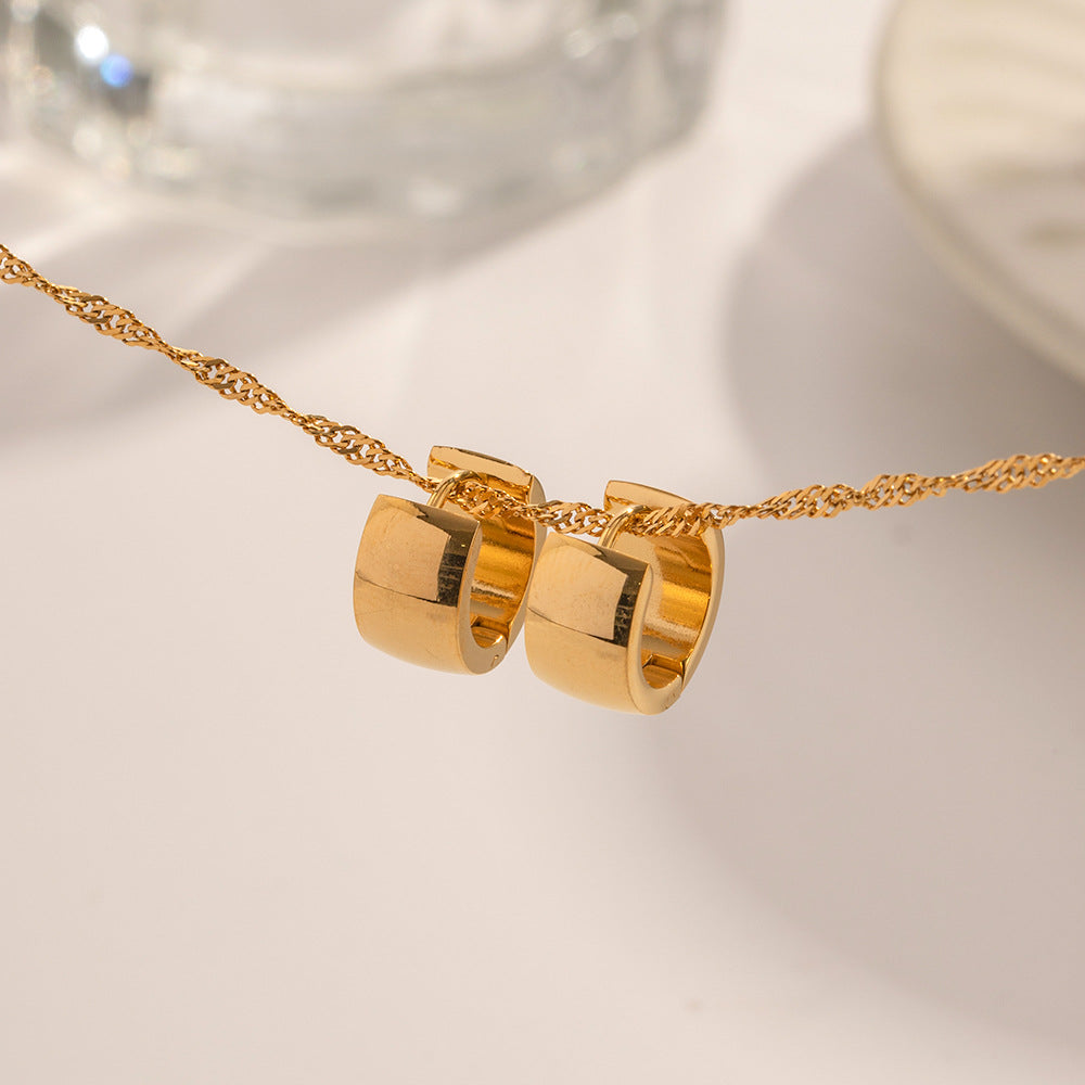 Fashion Exaggerated Glossy Wide Plate Stainless Steel Ear Buckle