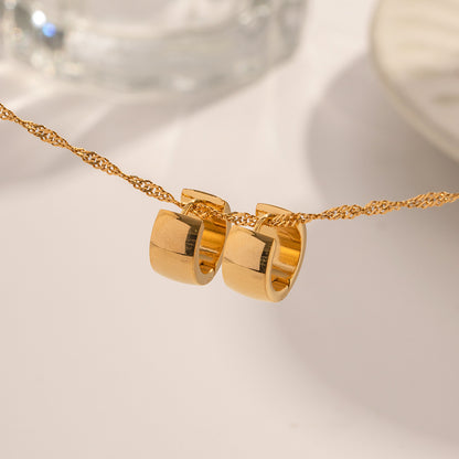 Fashion Exaggerated Glossy Wide Plate Stainless Steel Ear Buckle