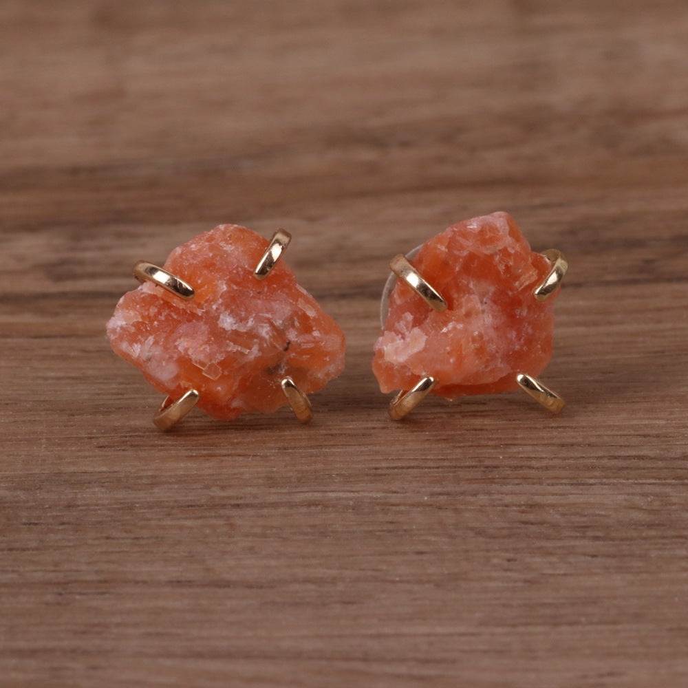 Vintage Pink Crystal Tianhe Stone Obsidian Earrings