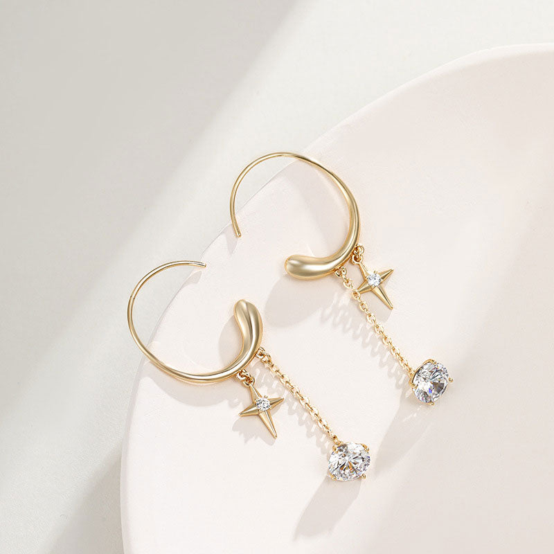 Smart Four-pointed Star Tassel Earrings