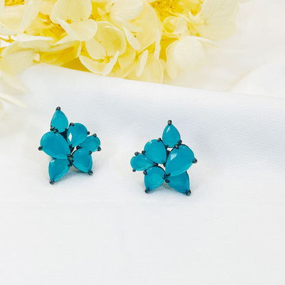 Irregular Drop-Shaped Light Blue Zircon Earrings