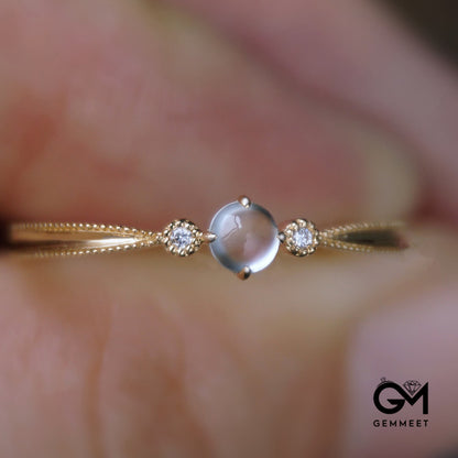 Imitation Ice Glass Seed Chalcone Egg Surface Zircon Ring