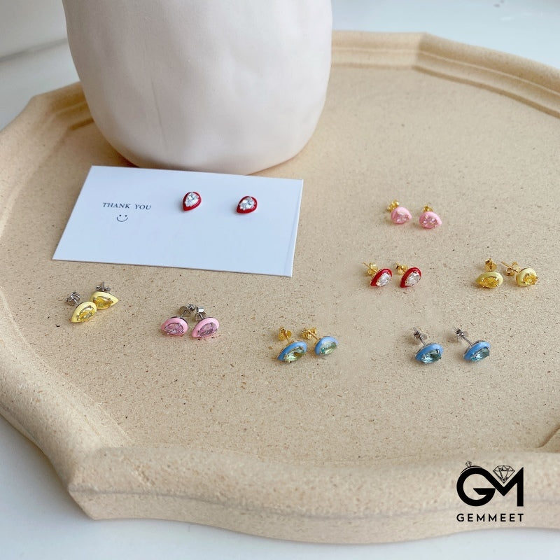 S925 Sterling Silver Yellow Water Drop Rubber Earrings