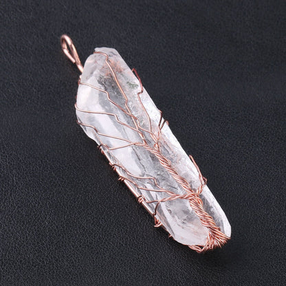 Rose Gold Hand Wound Crystal Pillar Necklace