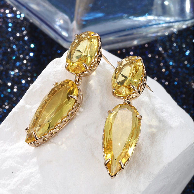 Geometric Drop-shaped Zircon Earrings for Women