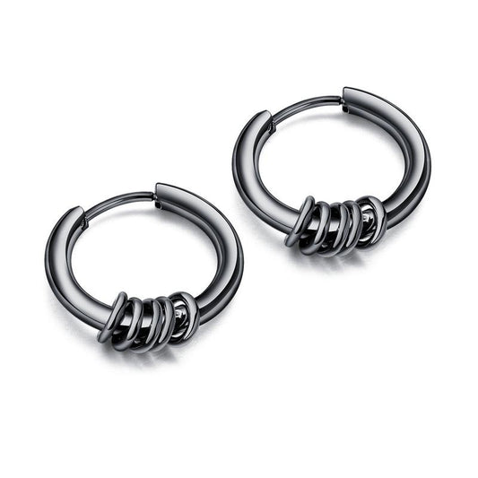 Stainless Steel Ferrule Hoop Earrings