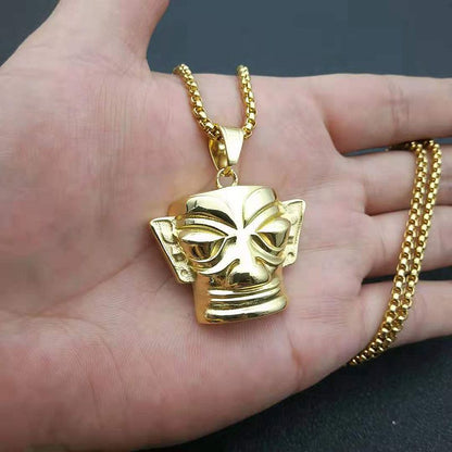 East Sanxingdui Gold Mask Ethnic Style Gold-plated Pendant