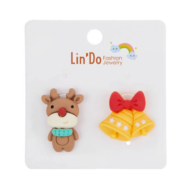 Santa Claus Deer Bells Christmas Tree Asymmetrical Earrings