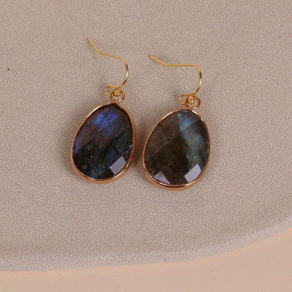 Pull Feldspar Ellipse Hanging Earrings