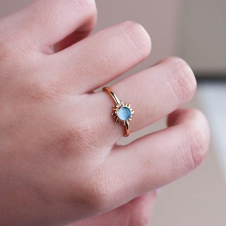 Sun Ring Cat's Eye Stone Adjustable Ring