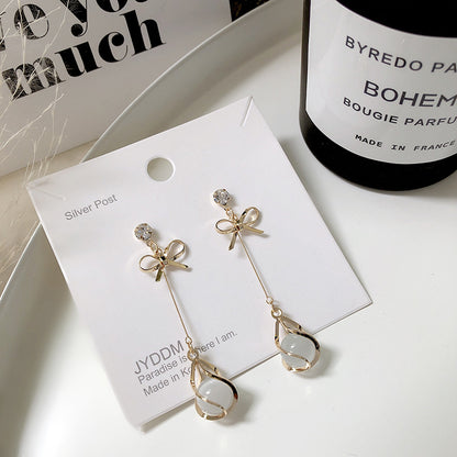 Bow Fringe Catopal Long Earrings