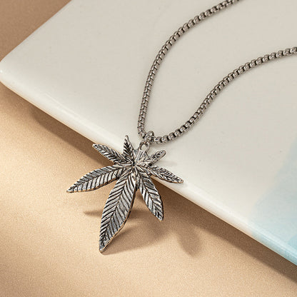 Maple Titanium Steel Personality Sweater Necklace