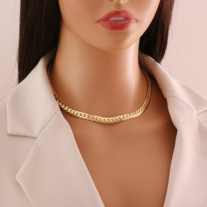 Simple Flat Snake Stainless Steel Necklace