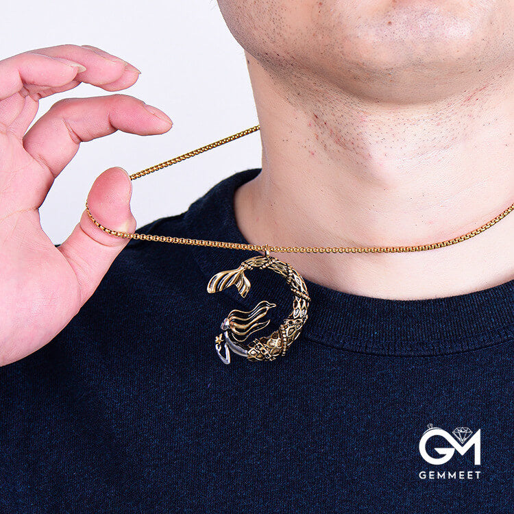 Titanium Steel Mermaid Necklace for Men