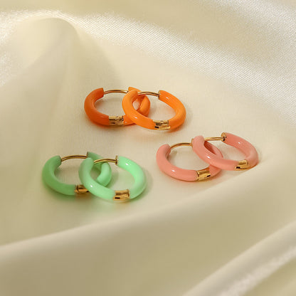 Stainless Steel Jelly Colored Ring Earrings