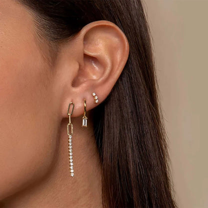 Stainless Steel Plain Hoop Green and Red Earrings