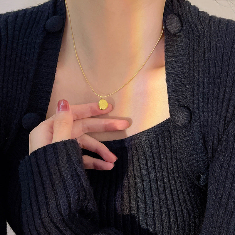 Titanium Steel Letter Brand Bean Necklace