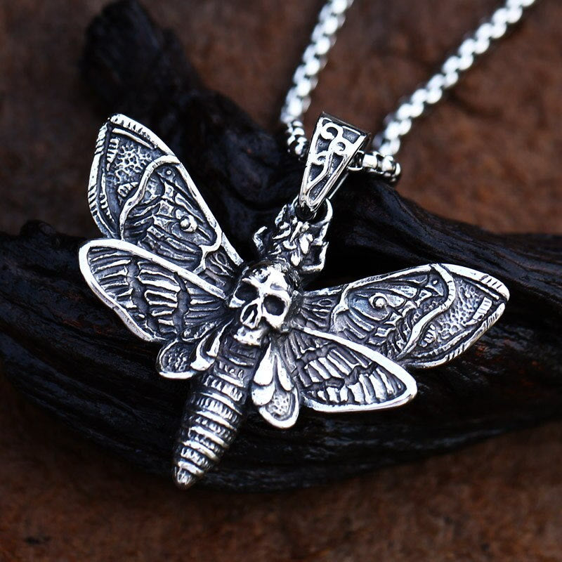 Dead Head Skull Moth Necklace