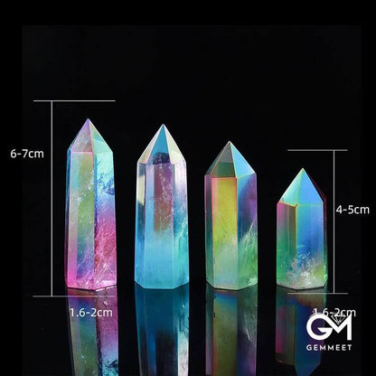 Pink Crystal with Aquamarine Crystal Wands Tower