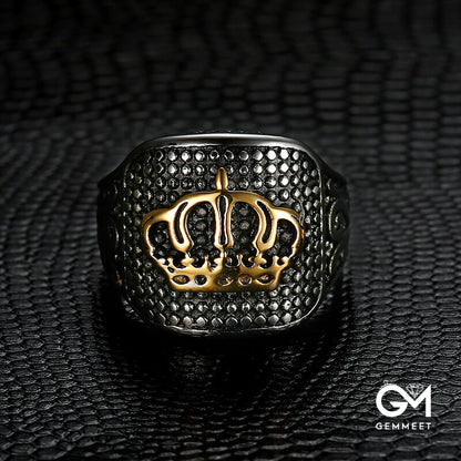 Stainless Steel Pitted Crown Ring