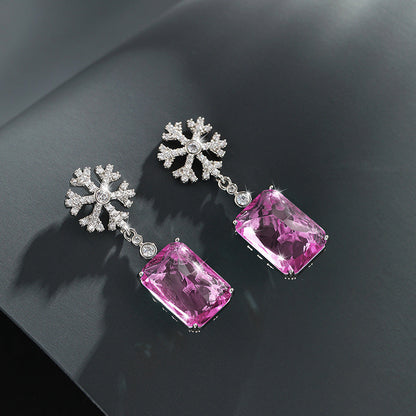 French Square Snowflake Earrings for Women