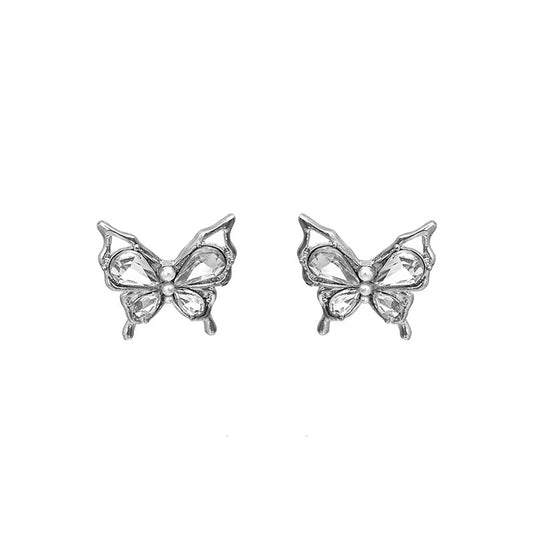 Simple Butterfly Pearl Stud Earrings