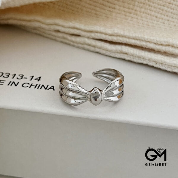 S925 Sterling Silver Bow Open Ring
