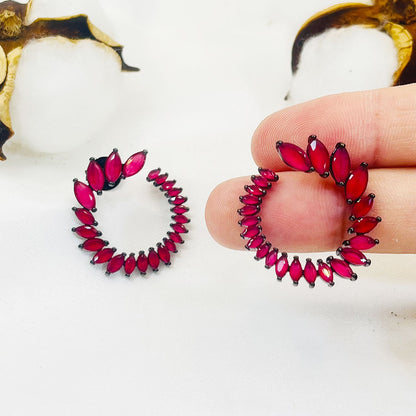 Irregular Wheat Ear Zircon Earrings