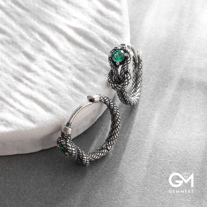 Simple Rope Knot Green Zircon Earrings