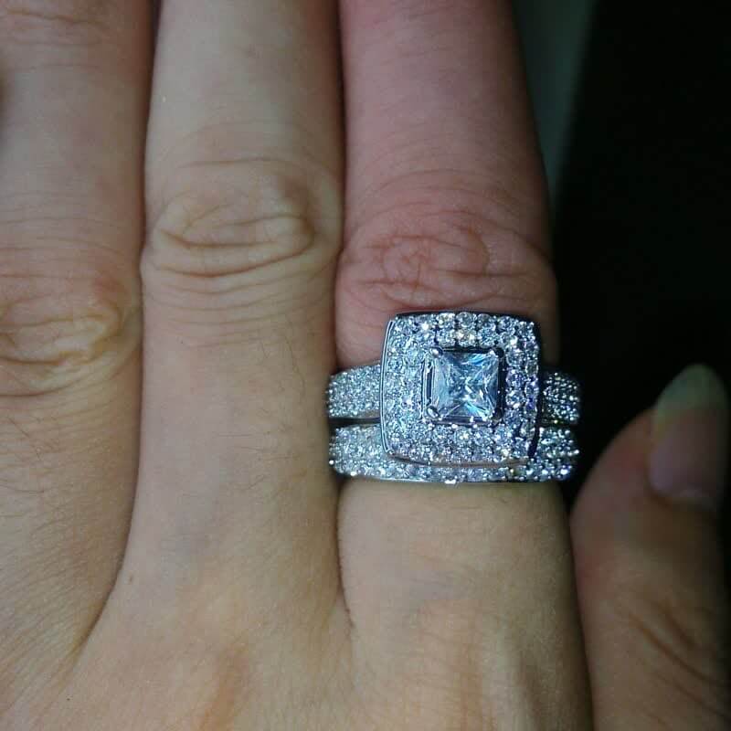 Cubic White Zircon Shiny Princess Ring