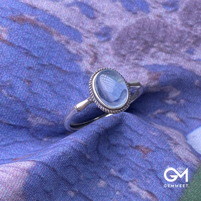 S925 Vintage Aquamarine Nepalese Bamboo Ring