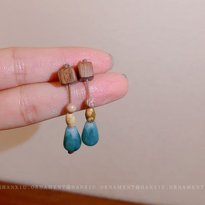 Square Drop Braided Rope Earrings