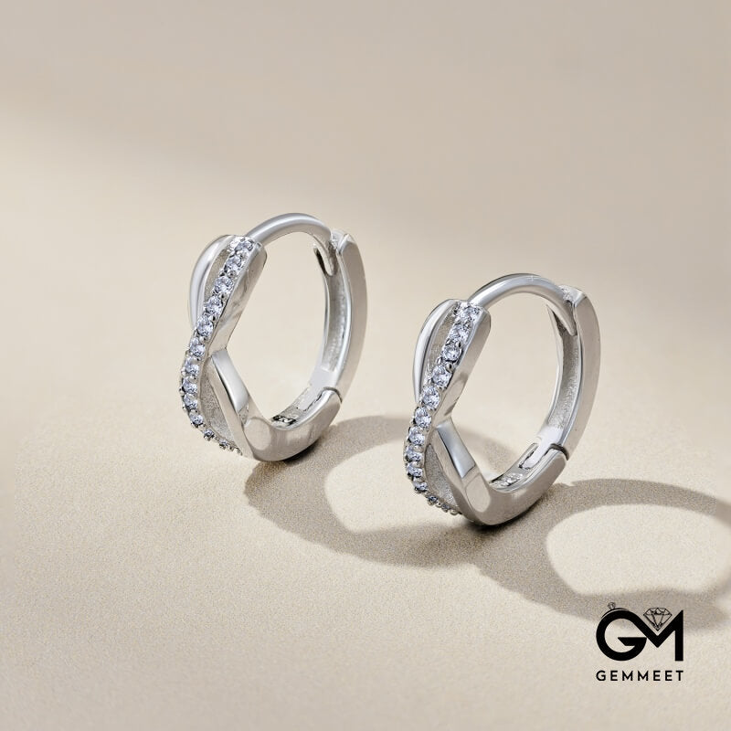 S925 Sterling Cross Design Infinite Symbol Stud Earrings