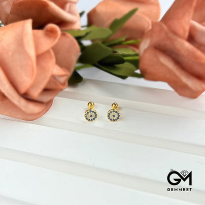 S925 Sterling Silver Screw To Fasten Round Stud Earrings