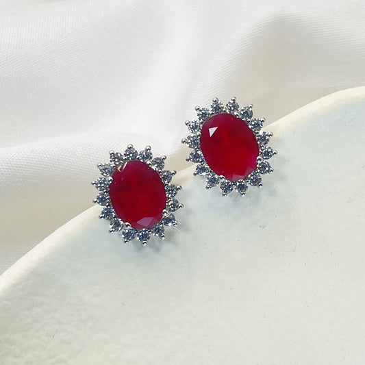 Flower Shape Inlaid Zircon Earrings