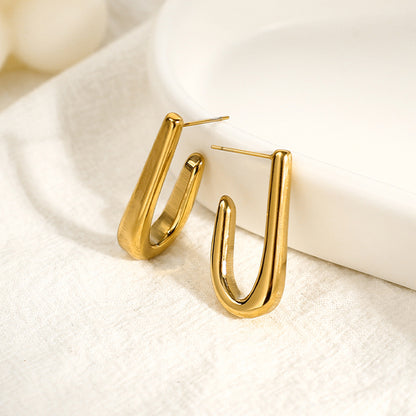 Gold Stainless Steel U-cut Earrings