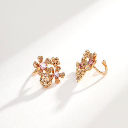 Daisy Ladybug Flower Pierced Ear Clip for Women
