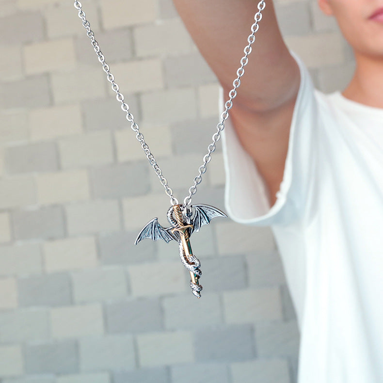 Dragon & Sword Titanium Steel Necklace