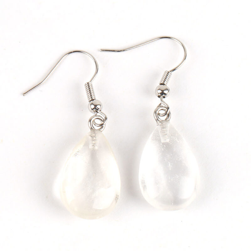 Simple Flat Drop Earrings in Polished Stone