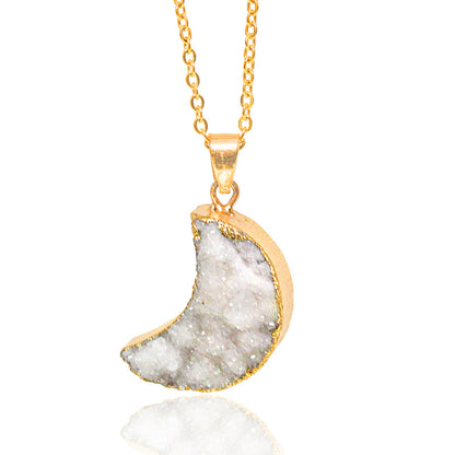 Natural Irregular Moon Shape Color Stone Necklace