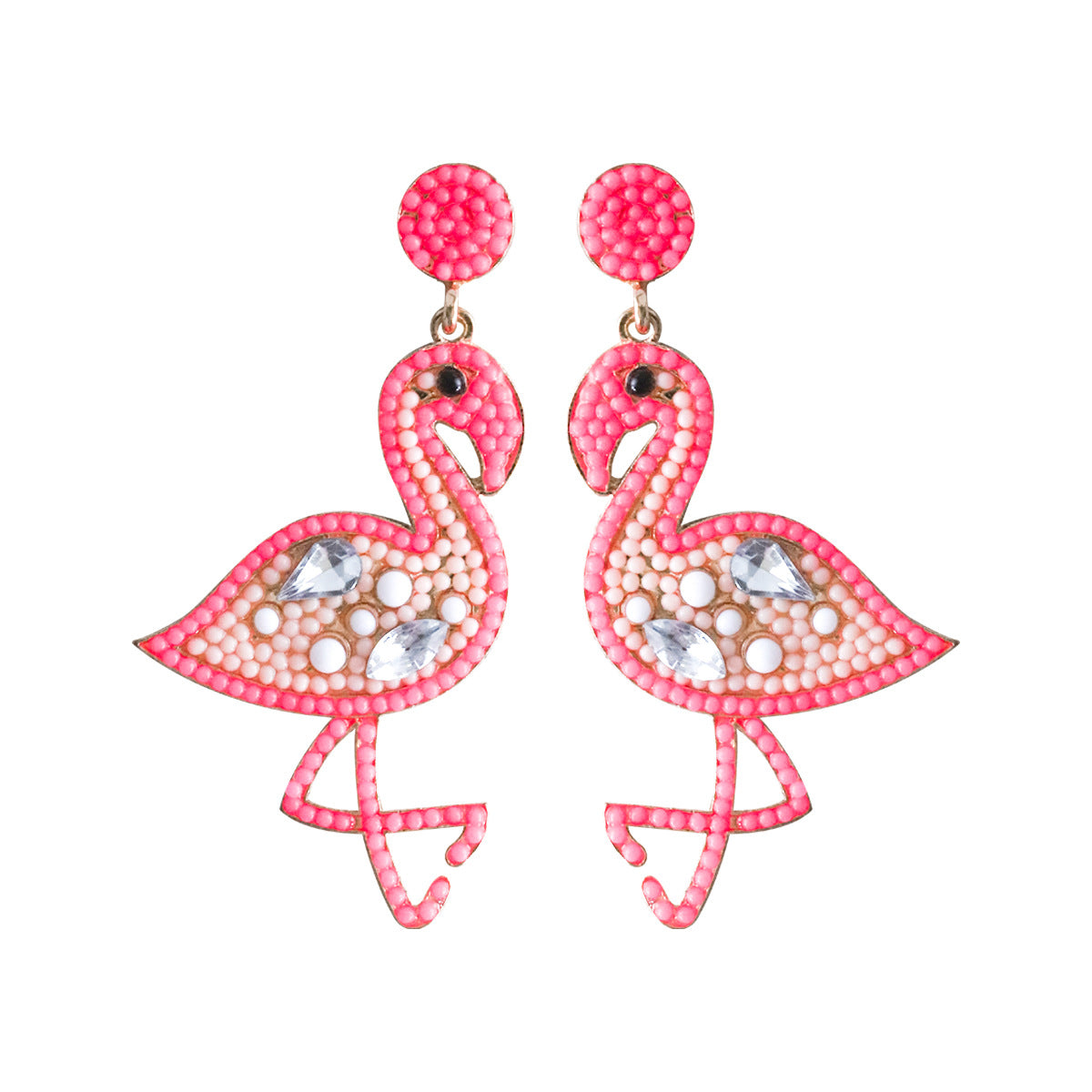 Cartoon Flamingo Creative Personalized Rice Beads Inlaid Zircon Earrings