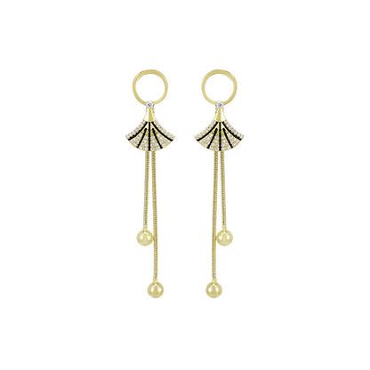 K Gold-plated Fan-shaped Mini Skirt Earrings