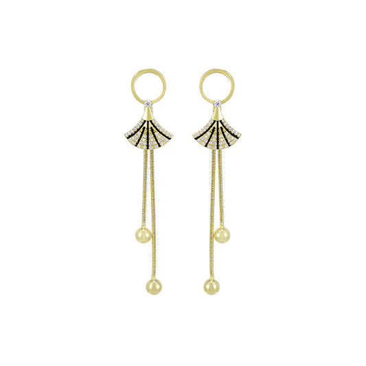 K Gold-plated Fan-shaped Mini Skirt Earrings