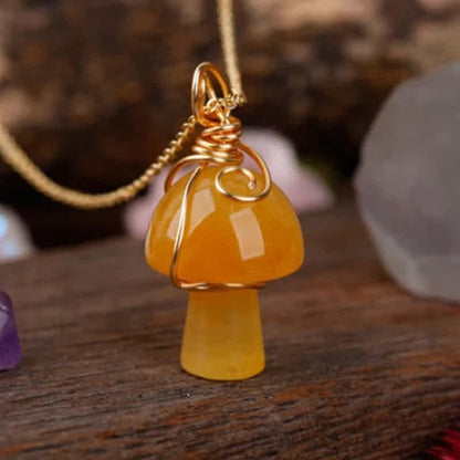 Crystal Lucky Mushroom Necklace