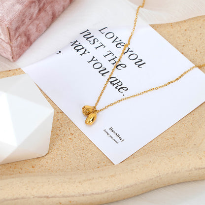 Fashion Simple Titanium Steel Lock Lotus Seed Necklace