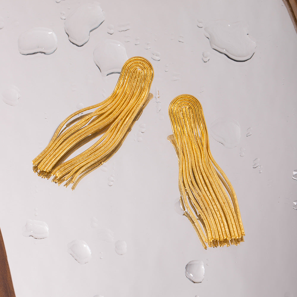 Gold-plated Stainless Steel Tassel Earrings