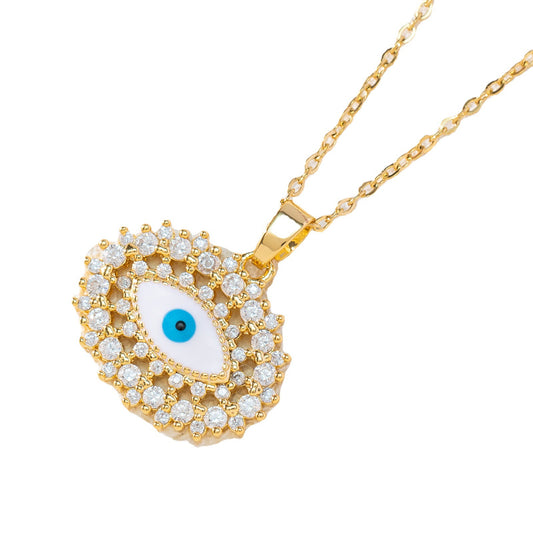 Devil's Eye Zircon Drops Copper Gold Plated Bohemian Necklace