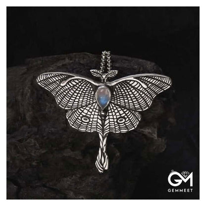 Silver Butterfly Moonstone Necklace