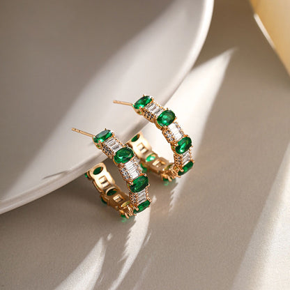Colorful Zircon High-end Contrasting Color Earrings
