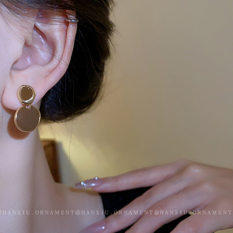 Silver Needle Irregular Round Earrings